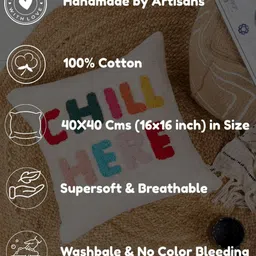 HOMADORN Off White & Multicoloured Embroidered Square Cushion Covers image 2