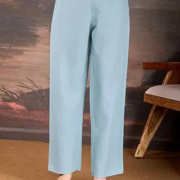 House of Pataudi Sequined Embroidered Round Neck Straight Kurta & Trousers With Dupatta image 3