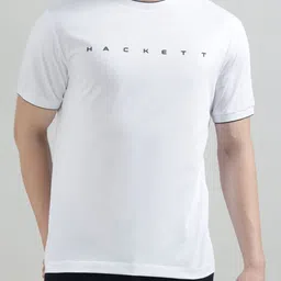 HACKETT LONDON Typography Printed Round Neck Slim Fit Pure Cotton T-shirt-picture-48