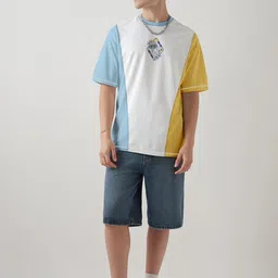 Crazymonk Far Out & Trippy Graphic Printed Drop-Shoulder Sleeves Oversized Cotton T-shirt image 2