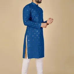 ORIFAB Men Embroidered Cotton Blend Kurta Sets image 3