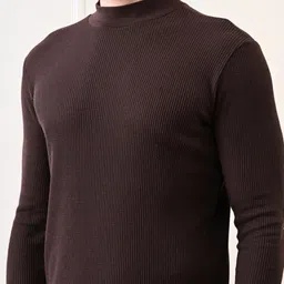 Mast & Harbour Men Self Design High Neck Cotton T-shirt image 5