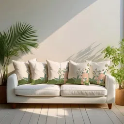 LUSHLYF White & Green Ethnic Motifs Velvet Square Cushion Cover image 2