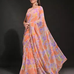 DIVASTRI Mirror Work Poly Georgette Saree image 5