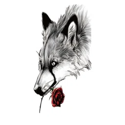 VOORKOMS Wolf With Rose Waterproof Temporary Body Tattoo-picture-23