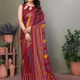 DIVASTRI Woven Design Satin Designer Saree-image-1