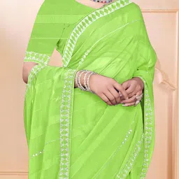 DESI RIWAAZ Sequinned Pure Georgette Fusion Saree image 3