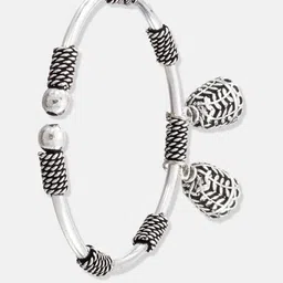 anouk Sangria German Silver Plated Set of 2 Adjustable Peacock Shaped & Jhumki Drop Bangle image 4