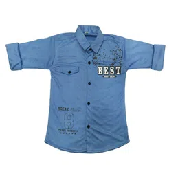 BAESD Boys Classic Fit Typography Printed Spread Collar Cotton Casual Shirt-picture-11