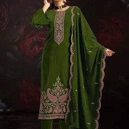 Clora Creation Embroidered Velvet Unstitched Dress Material-picture-13