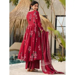 Anni Designer Women Floral Printed Anarkali Kurta with Palazzos & Dupatta image 3