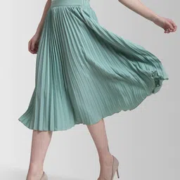 ZWERLON Women Pleated A-line Midi Skirt image 4