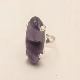 Shrim jewels German Silver Amethyst Studded Adjustable Oxidised Finger Ring-picture-22