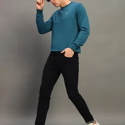 THE CASUALS Men Round Neck Long Ribbed Hemline Sleeves Sweatshirt image 4