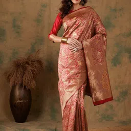 Maroosh Woven Design Zari Banarasi Saree image 1
