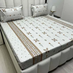 Pure Decor Royal Passion Grey Printed Pure Cotton 300TC Queen Bedsheet Set 2.28 m x 2.54 m-picture-25
