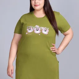 IN Love Women Printed Plus Size Cotton Longline Lounge Tshirts-picture-41