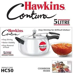 hawkins Contura | Pressure Cooker | Aluminium | Inner Lid Cooker | Silver 5 L Induction Bottom Pressure Cooker image 2