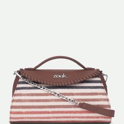 ZOUK Striped Printed Structured Jute Sling Bag with Fringed-picture-22