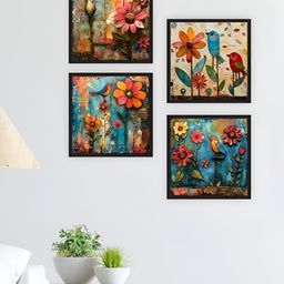 CVANU 4Pcs Blue & Red Wooden Wall Hanging Decor-picture-33