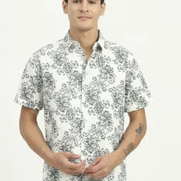 Greenfibre Slim Fit Floral Printed Cutaway Collar Shirt-picture-19