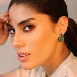 Biba Silver Plated Artificial Stones Studded Circular Studs-image-14