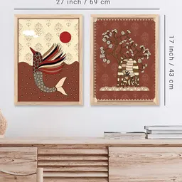 Kotart Brown 2 Pieces Wood Abstract Wall Paintings image 2