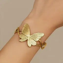 ISHTAARA Women Gold-Plated Stainless Steel Butterfly Design Cuff Bracelet-picture-10