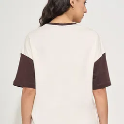 Ajile by Pantaloons Women Typography Colourblocked 1 T-shirt image 4