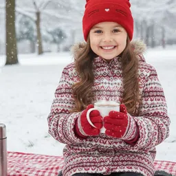 YOUSTYLO Unisex Kids Embroidered Woollen Beanie image 2