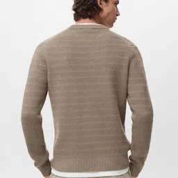 MANGO MAN Structured Self Design Round Neck Pullover image 3