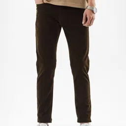 Snitch Men Dark Brown Mid-Rise Slim Fit Trouser-image-20