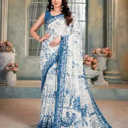 Garden Vareli Floral Printed Brasso Saree-picture-21
