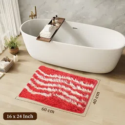 Aura Red & Cream Colored Cotton Self-Designed Anti Skid Doormats image 5