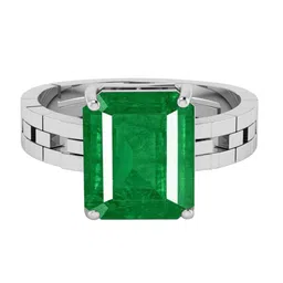 RRVGEM 6.50 Ratti Emerald Silver Plated Adjustable Ring-picture-19