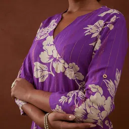 MAAND Printed V-Neck Tunic With Trousers Co-Ords image 2