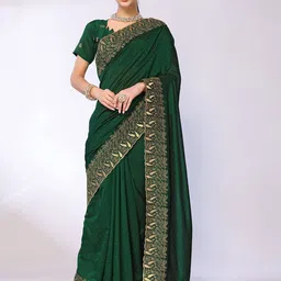 FABMORA Women Embroidered Saree With Embellished Border-image-34