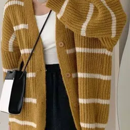 StyleCast Women Striped Longline Cardigan-image-0
