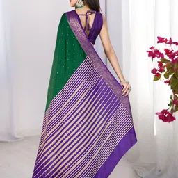 TASRIKA Women Woven Design Striped Zari Saree image 5