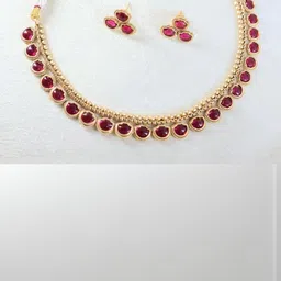 SIVA BY ANIKA Gold-Plated Artificial Stone Studded & Beaded Jewellery Set-image-28