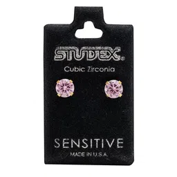 STUDEX Stainless Steel 24K Pure Gold Plated Cubic Zirconia Studded Circular Shaped Studs image 5