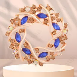 VAMA Crystal Stone Studded Floral Brooch Pin-picture-26