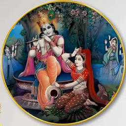 Myntra Elegant Homes Blue & Red MDF Radha Krishna Religious Round Wall Art-20 Inch-picture-24