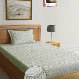 Myntra Elegant Homes Grey Abstract Printed 300 TC Single Bedsheet Set 2.20 m x 1.50 m-picture-19