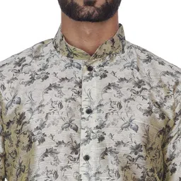 VEERA PARIDHAAN Men Floral Printed Regular Kurta with Churidar image 2