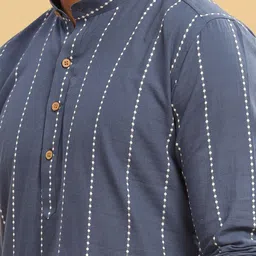 Anouk Men Striped Thread Work Kurta image 2