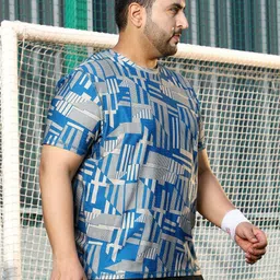 Instafab Plus Abstract Printed Round Neck Short Sleeves Regular Fit Sports T-Shirt image 3