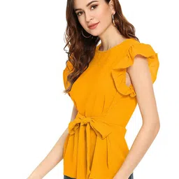 Fashion Care Round Neck Tie-Ups Detail Top image 4