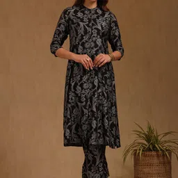 Soch Printed Mandarin Collar Top With Trousers Co-Ords Set-picture-21