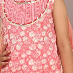 Cutiekins Girls Floral Printed Kurta with Palazzo & Dupatta image 3